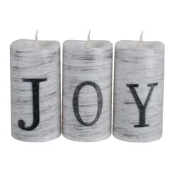 Northlight 6" Battery Operated JOY Christmas LED Flameless Candle Set