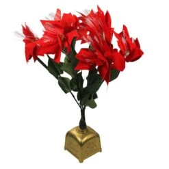 Northlight 20" Red & Green Pre-Lit Fiber Optic Poinsettia Christmas Plant -Michaels Shop D491558S 2