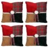 Square Textured Tartan Plaid Velvet Christmas Throw Pillows, 4ct. -Michaels Shop D491575S 1