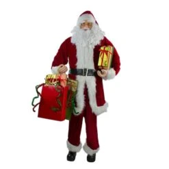Northlight 6ft. Red & White Standing Santa Claus With Presents Christmas Figure