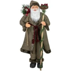 Northlight 4ft. Olive Green & Burgundy Red Standing Santa Claus With Gift Bag Christmas Figure -Michaels Shop D491585S 11