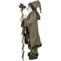 Northlight 4ft. Olive Green & Burgundy Red Standing Santa Claus With Gift Bag Christmas Figure -Michaels Shop D491585S 13