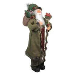 Northlight 4ft. Olive Green & Burgundy Red Standing Santa Claus With Gift Bag Christmas Figure -Michaels Shop D491585S 2