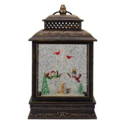 Northlight 12" Musical Lighted Black Christmas Snow Globe Lantern With Snowmen -Michaels Shop D491592S 1 1