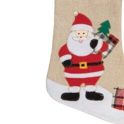 Northlight 19" Beige & Red Burlap Santa Christmas Stocking -Michaels Shop D491606S 3