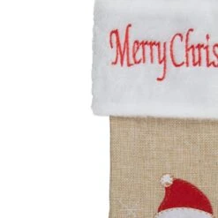 Northlight 19" Beige & Red Burlap Santa Christmas Stocking -Michaels Shop D491606S 4