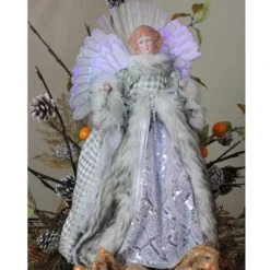 Northlight 16" Lighted Fiber Optic Angel In Silver Gingham Coat Tree Topper -Michaels Shop D491629S 3