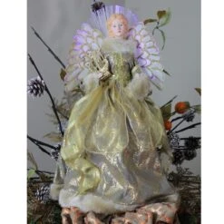 Northlight 16" Gold & Brown Lighted Angel In Gown With Harp Tree Topper -Michaels Shop D491630S 3