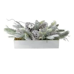 Northlight 19.5" White & Green Berries With Foliage Tabletop Décor
