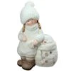 Northlight 17.5" White Snowman With Standing Girl Tealight Candle Holder -Michaels Shop D491645S 1