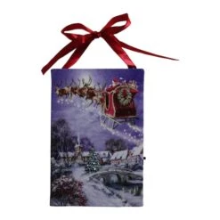 Northlight 6" LED Fiber Optic Christmas Tree & Santa Sleigh Wall Art -Michaels Shop D491663S 1 1