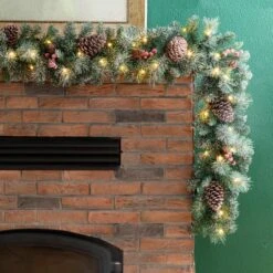 Glitzhome® 9ft. LED Glittered Pinecone Christmas Garlands, 2ct. -Michaels Shop D493615S 4