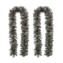 Glitzhome® 9ft. LED Glittered Pinecone Christmas Garlands, 2ct. -Michaels Shop D493615S 6