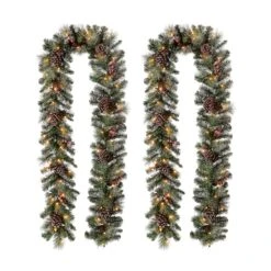 Glitzhome® 9ft. Pre-Lit Glittery Pinecone Christmas Garland With Timer, 2ct.