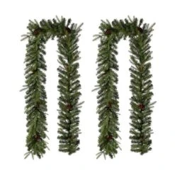 Glitzhome® 9ft. LED Greenery Pinecone Christmas Garlands, 2ct. -Michaels Shop D493620S 6