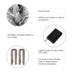 Glitzhome® 9ft. Pre-Lit Flocked Christmas Garland Set With Timer, 3 Functions -Michaels Shop D493634S 8