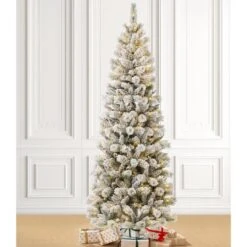 7.5ft Pre-Lit Flocked Pine Artificial Christmas Tree, Color Changing LED Lights -Michaels Shop D494326S 3