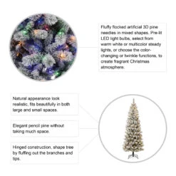 7.5ft Pre-Lit Flocked Pine Artificial Christmas Tree, Color Changing LED Lights -Michaels Shop D494326S 6