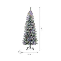 7.5ft Pre-Lit Flocked Pine Artificial Christmas Tree, Color Changing LED Lights -Michaels Shop D494326S 7