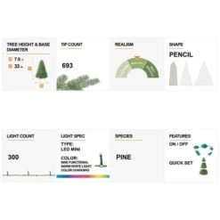 7.5ft Pre-Lit Flocked Pine Artificial Christmas Tree, Color Changing LED Lights -Michaels Shop D494326S 8