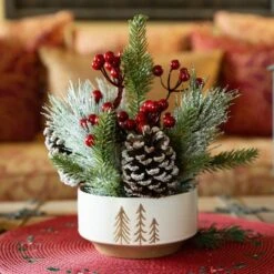 Christmas Mix IN 4.25" Ceramic Reverse Tree Pot -Michaels Shop D511151S 3