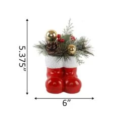 6" Christmas Arrangement In Cement Santa Boots -Michaels Shop D511153S 2