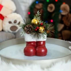 6" Christmas Arrangement In Cement Santa Boots -Michaels Shop D511153S 3