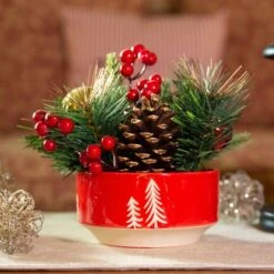 Christmas Mix In 6" Ceramic Reverse Tree Pot -Michaels Shop D511154S 3