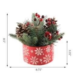 Christmas Mix In 5" Red Snowflakes Ceramic Pot -Michaels Shop D511158S 2