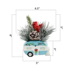 Christmas Mix In 8" Blue Ceramic Camper -Michaels Shop D511170S 2
