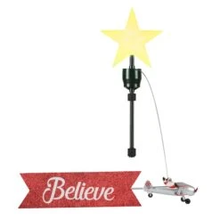 Santa's Plane & Banner Animated Christmas Tree Topper -Michaels Shop D511971S 2