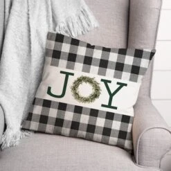 Joy Wreath Green 18x18 Throw Pillow -Michaels Shop D517979S 3