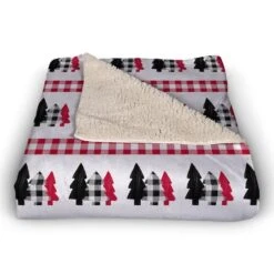 Plaid Tree Pattern 50x60 Sherpa Fleece Blanket -Michaels Shop D517991S 2