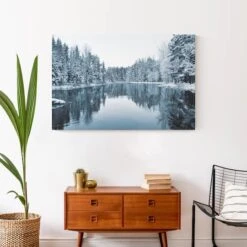 Winter Pond 36x24 Canvas Wall Art -Michaels Shop D518099S 4