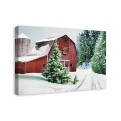 Painted, Snowy Red Barn 30x20 Canvas Wall Art -Michaels Shop D518104S 2