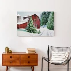 Painted, Snowy Red Barn 30x20 Canvas Wall Art -Michaels Shop D518104S 4