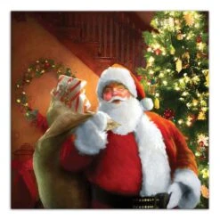 Santa Gets Ready 36x36 Canvas Wall Art