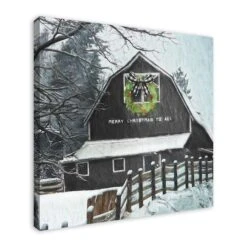 Black Barn With Wreath 36x36 Canvas Wall Art -Michaels Shop D518107S 2
