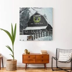 Black Barn With Wreath 36x36 Canvas Wall Art -Michaels Shop D518107S 4