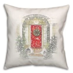 Home For Holidays Door 18x18 Throw Pillow -Michaels Shop D518127S 1 1