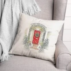 Home For Holidays Door 18x18 Throw Pillow -Michaels Shop D518127S 2