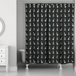 Holiday Llama Pattern Shower Curtain -Michaels Shop D518166S 2