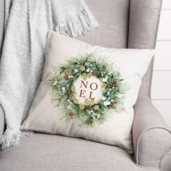 Noel Wreath 18x18 Throw Pillow -Michaels Shop D518211S 2
