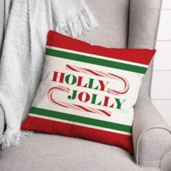 Holly Jolly Candy Cane 18x18 Throw Pillow -Michaels Shop D518214S 2