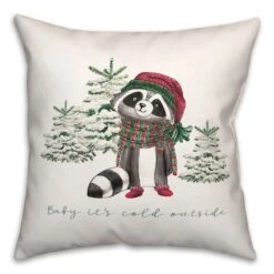 Baby Cold Outside Raccoon 18x18 Throw Pillow -Michaels Shop D518224S 2