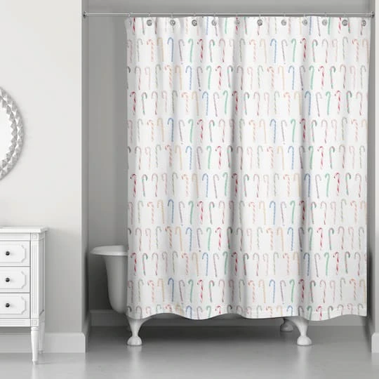 Candy Cane Pattern Shower Curtain 3 Candy Cane Pattern Shower Curtain