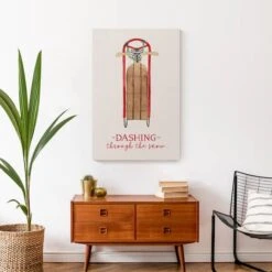 Dashing Snow Sled 20x30 Canvas Wall Art -Michaels Shop D518328S 4