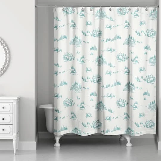 Snowy Town Teal Shower Curtain 5 Snowy Town Teal Shower Curtain - Image 3