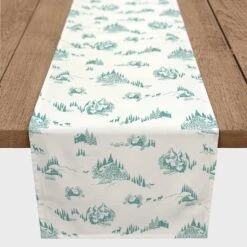Snowy Town Teal 16x90 Poly Twill Table Runner -Michaels Shop D518384S 2