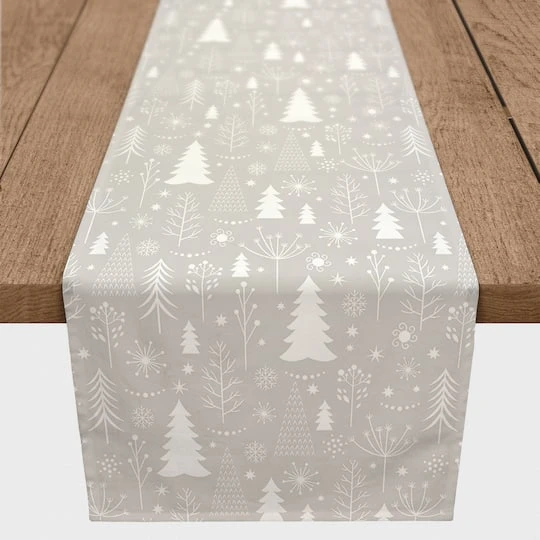 Winter Tree Soft Gray 16x72 Poly Twill Table Runner 5 Winter Tree Soft Gray 16x72 Poly Twill Table Runner - Image 3